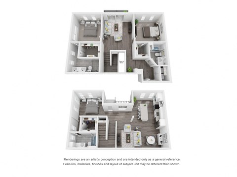 Floor plan for 2 beds, 3 baths, 1884 sqft